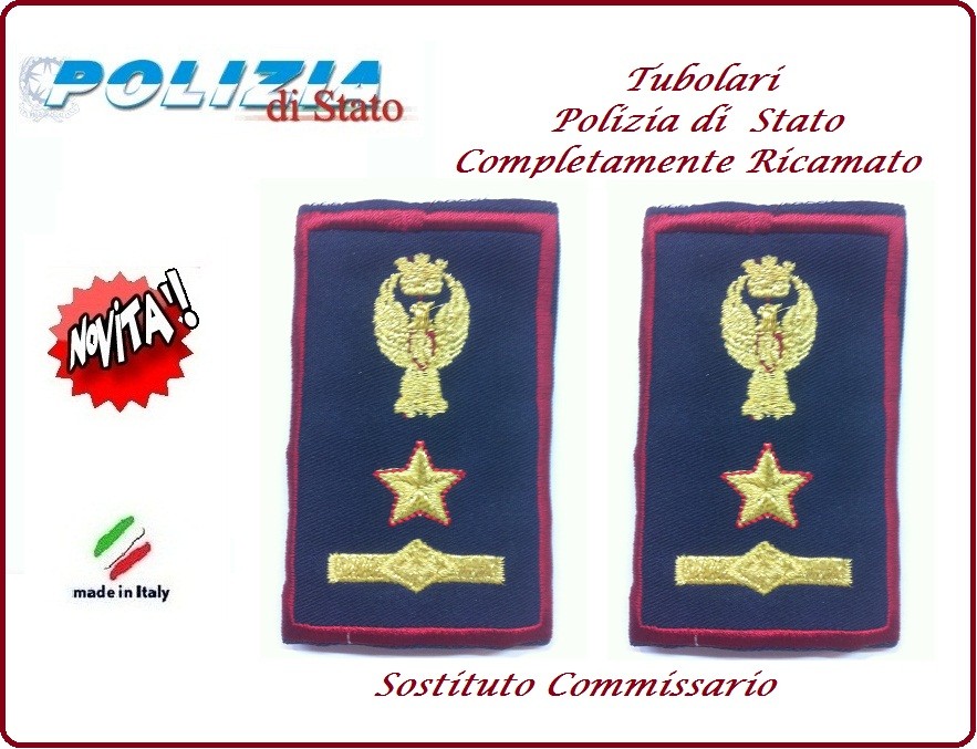 Gradi Tubolari Ricamato Polizia di Stato Sostituto Commissario Novità Art.PST20 Gradi Tubolari Ricamato Polizia di Stato Sostituto Commissario Novità Art.PST20