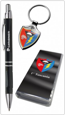 Set Penna + Portachiavi con Astuccio Legato Carabinieri 1° RGT. TUSCANIA Prodotto Ufficiale Idea Regalo Congedo Pensione Art.10661