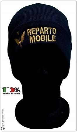 Berretto Zuccotto Papalina Watch Cap Invernale con Ricamo Reparto Mobile Polizia di Stato Art.CAP-PSM