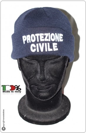 Berretto Zuccotto Papalina Watch Cap Invernale con Ricamo Protezione Civile in Bianco Art.CP-PC-B