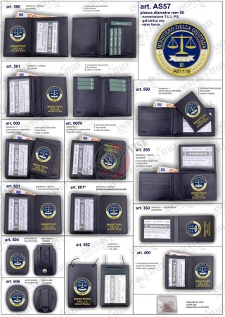 Portafogli Porta placca Vera Pelle Serie Completa Ascot Italia Ministero della Giustizia Lex VENDITA RISERVATA  Art. ASCOT-AS57