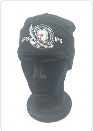 Berretto Zuccotto Papalina Watch Cap NERO Invernale con Ricamo Guardie Particolari Giurate Incaricato di Pubblico Servizio GPG IPS 1931 Aquila Logo + Scritta Art.CAP-GPG-ANS