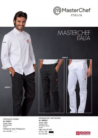 Pantaloni Pantalone Cuoco Chef Master Chef Masterchef Originali Siggi Horeca Bianchi o Neri Art. 26PA0955