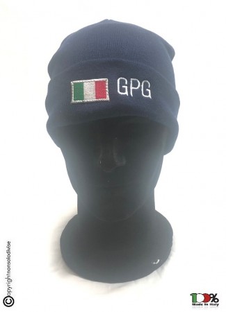 Berretto Zuccotto Papalina Watch Cap Invernale con Ricamo GPG + BANFIERA Guardia Particolare Giurata  Art.GPG-GPGX