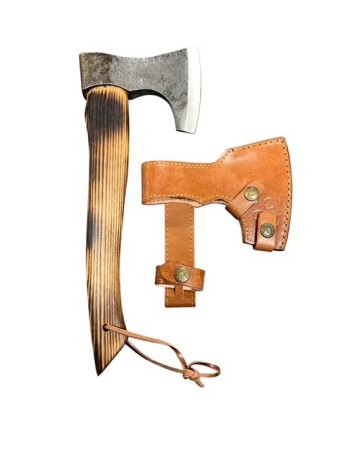 Ascia Artigianale Accaio C70-1095 Manico in legno Kiker con Fodero Cuoio Art. ASCIAM74