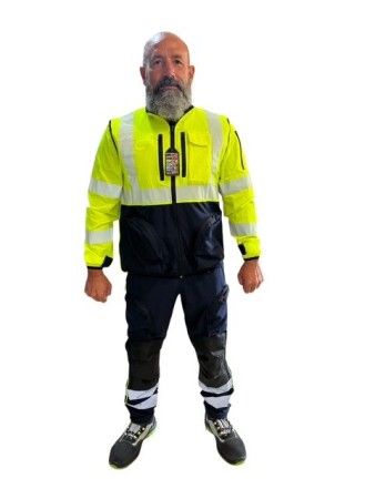Giubbino LEVANTE Professionale Certificato Elasticizzato Protezione Civile  Soccorso Sanitario 118 Originale  Giallo Fluo' + Blu Art. 26048