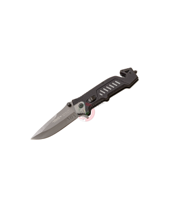 Coltello da Salvataggio Serramanico con Fodero JKR PRO 10023 con Impugnatura Gommata Art. PRO-10023