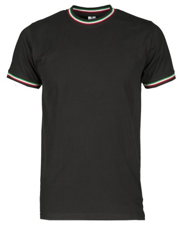 T-Shirt Girocollo Mezza Manica Corta Tricolore Bandiera Uomo Cotone PAYPER FLAG NERA Art. FLAG-N