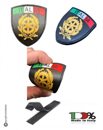 Scudetto Patch Toppa Gommata con Velcro 3D PVC Italia Per Tuta OP Guardie Giurate Repubblica + Bandiera Art. PVC-20