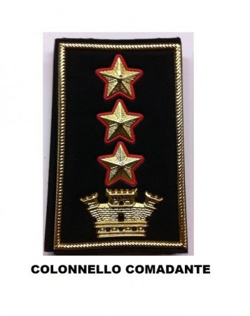 Gradi Tubolari Esercito Italiano Colonnello Comandante  Fondo Nero o Verde Art. NSD-COL-C