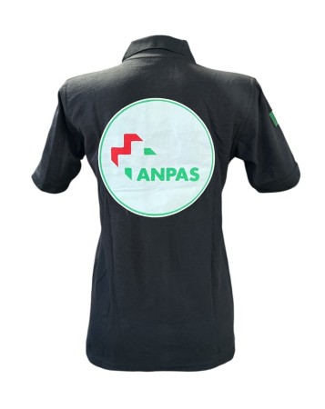 Polo Professionale Nera Ricamata Manica Corta ANPAS Soccorritori Soccorso Art. 9223
