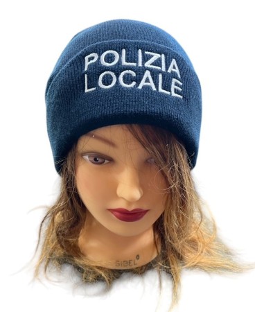 Berretto Zuccotto Papalina Watch Cap Invernale con Ricamo Polizia Locale  Art. PL-BLU-NEW