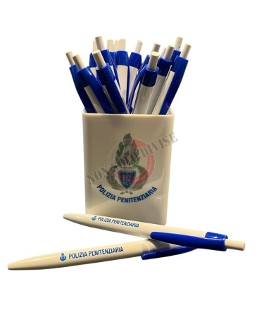 Penna Team Confezione Penne 20 pezzi + Portapenne Scrivania Polizia Penitenziaria Idea Regalo Prodotto Ufficiale Art. EVENTI-PP