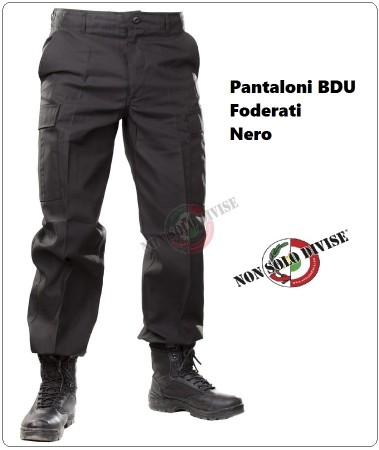 Pantaloni Pantalone Multitasche Multi Tasche Foderato BDU Nero Security Vigilanza Polizia Privata NSD Art.NSD-PANT-N