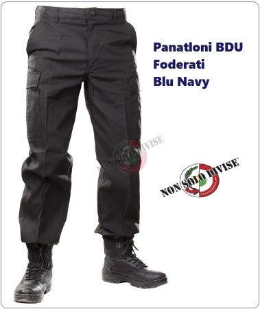 Pantaloni Pantalone Multitasche Multi Tasche Foderato BDU Blu Nevy Security Vigilanza Polizia Privata  Art. 987362