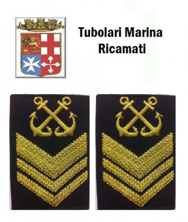 Gradi Tubolari Ricamati Marina Militare Italiana Nocchiere di Porto 2 Capo Art.MM-16