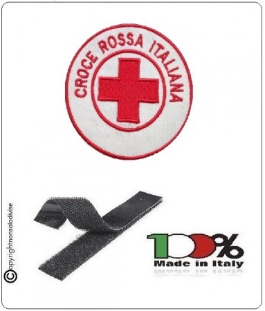 Patch Toppa Ricamata con Velcro CRI C.R.I. Croce Rossa Italiana cm 10.00 DAE Art.CRI-P9