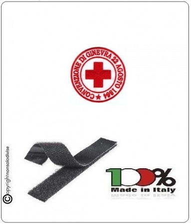 Patch Toppa Ricamata con Velcro Croce Rossa Italiana CRI 22 Agosto 1864 CONVENZIONE DI GINEVRA cm 6.00 DAE Art.CRI-P6