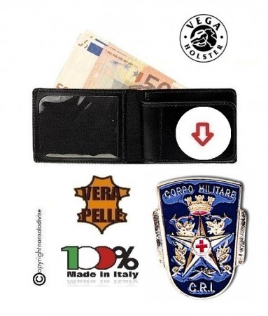 Portafoglio in Pelle con Placca Estraibile Croce Rossa CRI Militare Vega Holster Italia Art. 1WE52