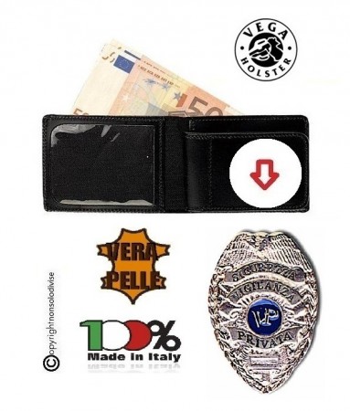 Portafoglio in Pelle con Placca Estraibile Sicurezza Vigilanza Privata  Vega holster Italia Art. 1WE48