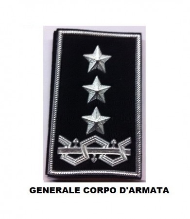 Gradi Tubolari Esercito Italiano Generale Corpo D'armata Fondo Nero o Verde Art. NSD-GEN-CD
