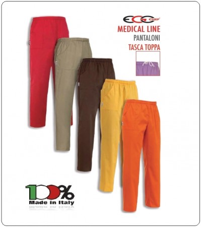 Pantalone Pants Unisex Hose Culisse Pockets Dottore Medico Infermiere Cuoco Chef Professionale Ego Chef Italia Vari Colori Art.3504-COL-2