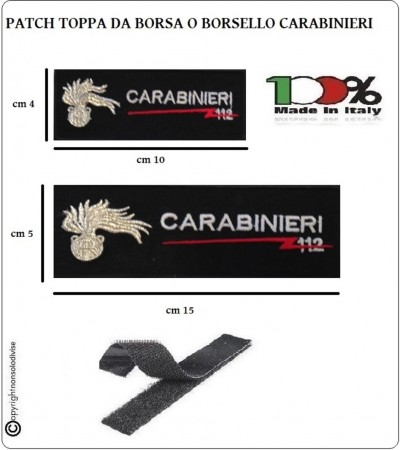 Patch Toppa Ricamo Con Velcro cm 5,00x15,00  4,00x10,00 CARABINIERI  Art.NSD-CC15X5