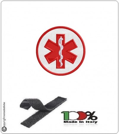 Patch Toppa Con Velcro Croce Esculapio Rossa Soccorso Sanitario 118 ANPAS  Art.NSD-ER