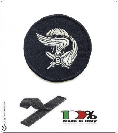 Patch Toppa Ricamata con Velcro Nera 9° Col Moschin  Nono Colmoschin Art.NSD-9C