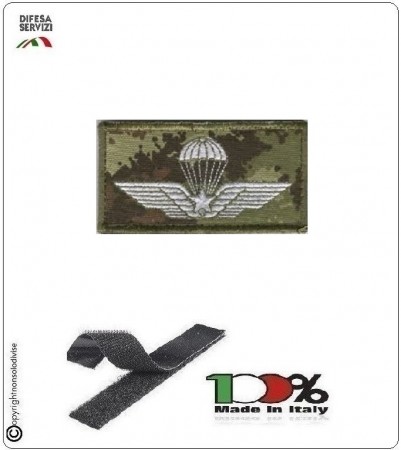 Patch Ricamato Vegetato o Verde Targhette con Nome velcro Brevetto Parà Civile o Militare Personalizzate cm 5 x 8 Art.NSD-BPV