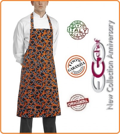 Grembiule Cucina Pettorina con Tascone cm 90x70 Lobster Aragoste  Ego Chef Italia  Art. 6103134A