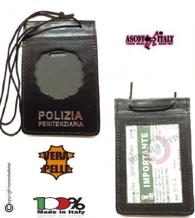 Porta Placca Portaplacca da Collo per Polizia Penitenziaria Operativi SENZA PLACCA LIBERA VENDITA Ascot Italia Art. 602PP