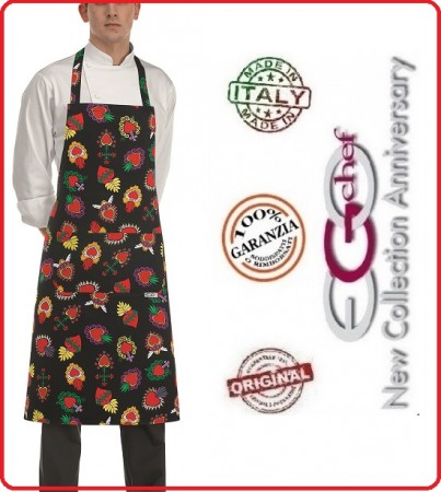 Grembiule Cucina Pettorina con Tascone cm 90x70 HEARTS Ego Chef Italia Art.704139