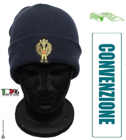 Berretto Papalina Cuffia Watch Cap Zuccotto Ricamo Blu Navy Polizia di Stato PS PREZZO RISERVATO COISP  Art. COISP-W