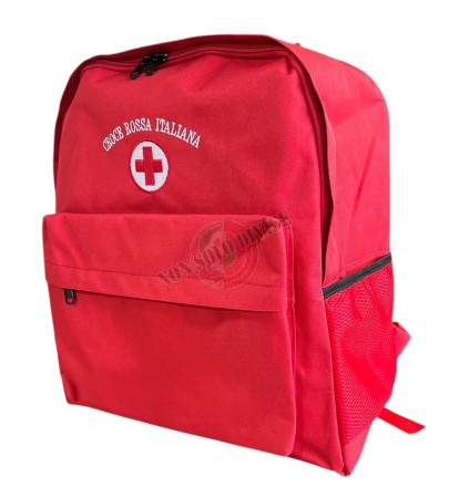 Zainetto Rosso con Ricamo Croce Rossa Italiana CRI Ottimo da Intervento Art. BRK-Z-CRI