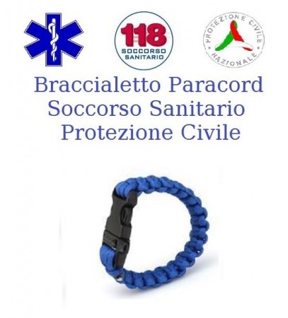 Bracciale Paracord Blu Royal Emergenza 118 Soccorso Protezione Civile Art. 16370103