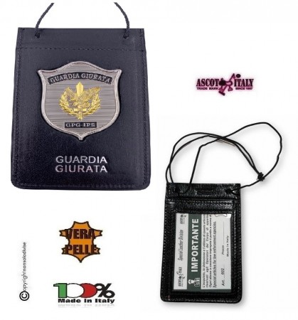 Porta Placca Portaplacca da Collo per Guardia Giurata Operativi Placca Nuova 2023 GPG-IPS Ascot Italia Art. 602-47