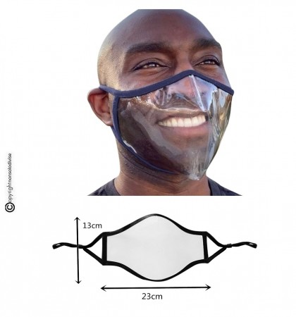 Mini Scudo Maschere Lavabile Riutilizzabile Confortevole Adulti Maschera IN PVC Trasparente Visivo Bocca Novità PVC per Leggere il Labiale Art.ALI-X 