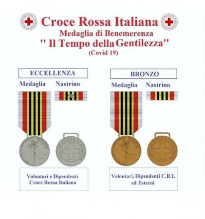 Medaglia Benemerenza Il Tempo della Gentilezza Croce Rossa Italiana CRI C.R.I. Covid 19 Art. CRI-T-G