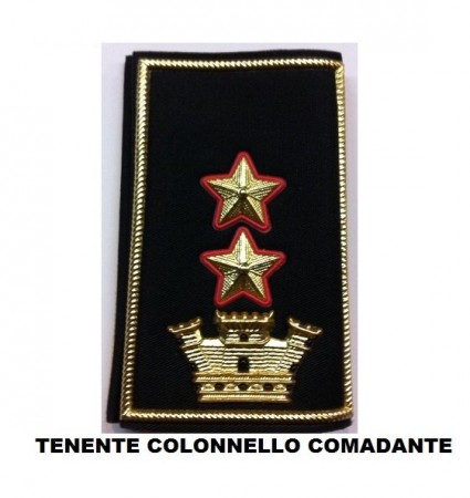 Gradi Tubolari Esercito Italiano Tenente Colonnello Comandante  Fondo Nero o Verde Art. NSD-T-C-M