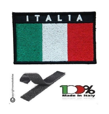 Patch Toppa Ricamata italia Rettangolare con Velcro 8.00x5.00 Italia Art. ITAL-R