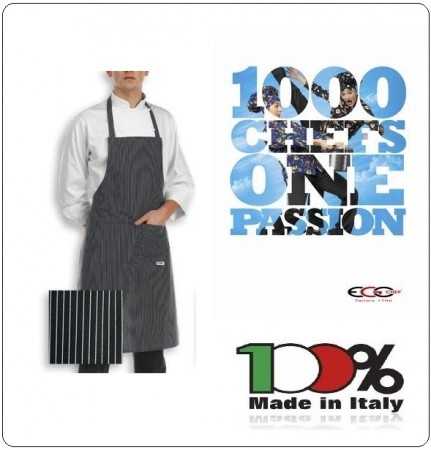 Grembiule Cucina Pettorina con Tascone cm 90x70 Bip Apron SIR Ego Chef Italia Art. 6103054A