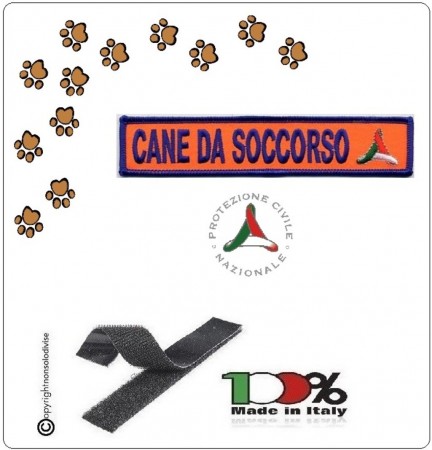 Toppa Patch Con Velcro  Cane da Soccorso Protezione Civile Volontari e Nazionale 14x3.00 Art.NSD-CS2  