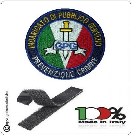 Patch Ricamata con Velcro Guardia Particolare Giurata G.P.G. I.P.S. Prevenzione Crimine Art.NSD-GPG-S