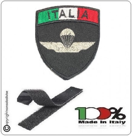 Patch Scudetto con Velcro Paracadutisti Folgore Parà Civile Nero + Bandiera Art.PAR-X1