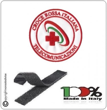 Toppa Patch Ricamata con Velcro Croce Rossa Italiana CRI C.R.I. TELECOMUNICAZIONE  Art.CRI-TELE