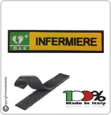 Patch Toppa Ricamata Giallo D.A.E. + INFERMIERE  Art.DAE-7