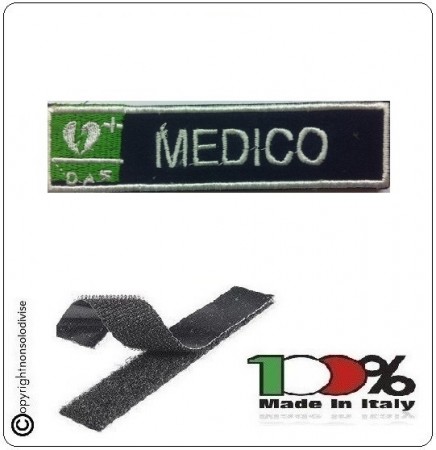 Patch Toppa Ricamata Blu + Bianco  D.A.E. + MEDICO Art.DAE-40