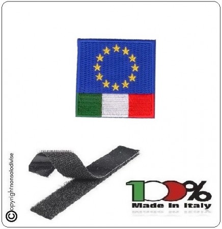 Patch Toppa Bandiera EuroItaly Euro Italy Ricamato con Velcro 4x4 cm Art.NSD-EUI4