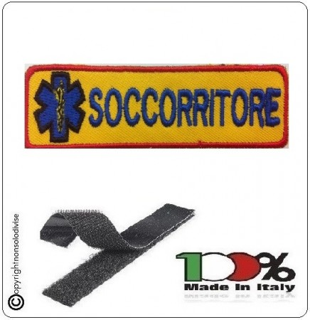 Patch Toppa Ricamata Arancio + Logo SOCCORRITORE   Art.DAE-48